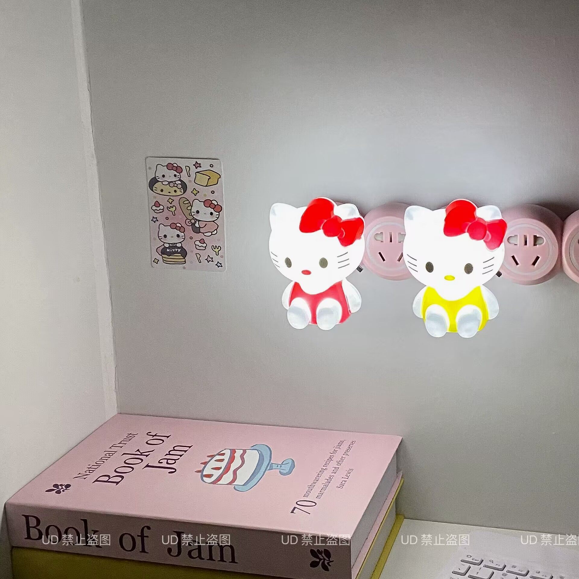 爱吃鱼的KT猫~开关节能小夜灯睡眠插电床头灯卧室宝宝喂奶灯LED灯