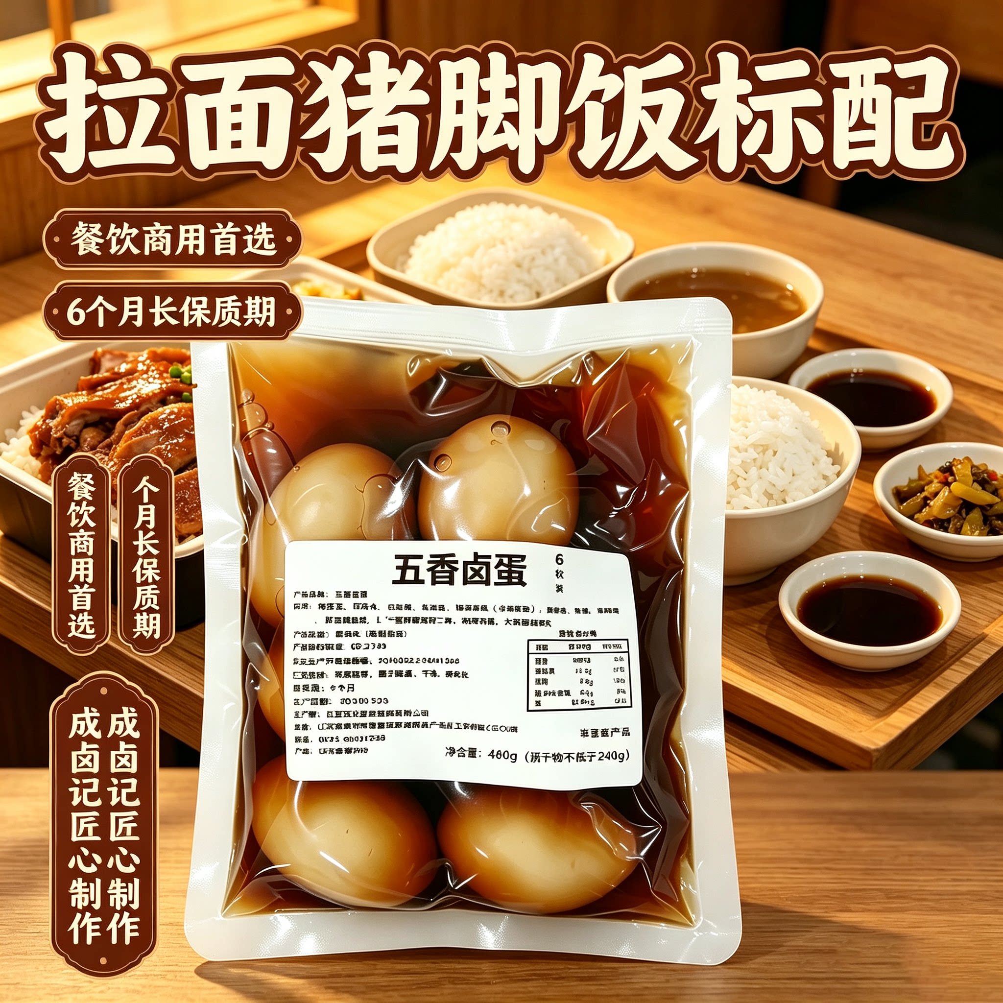 商用批发带汁卤鸡蛋大包去壳卤汁茶叶蛋猪脚饭带汁卤蛋餐饮装