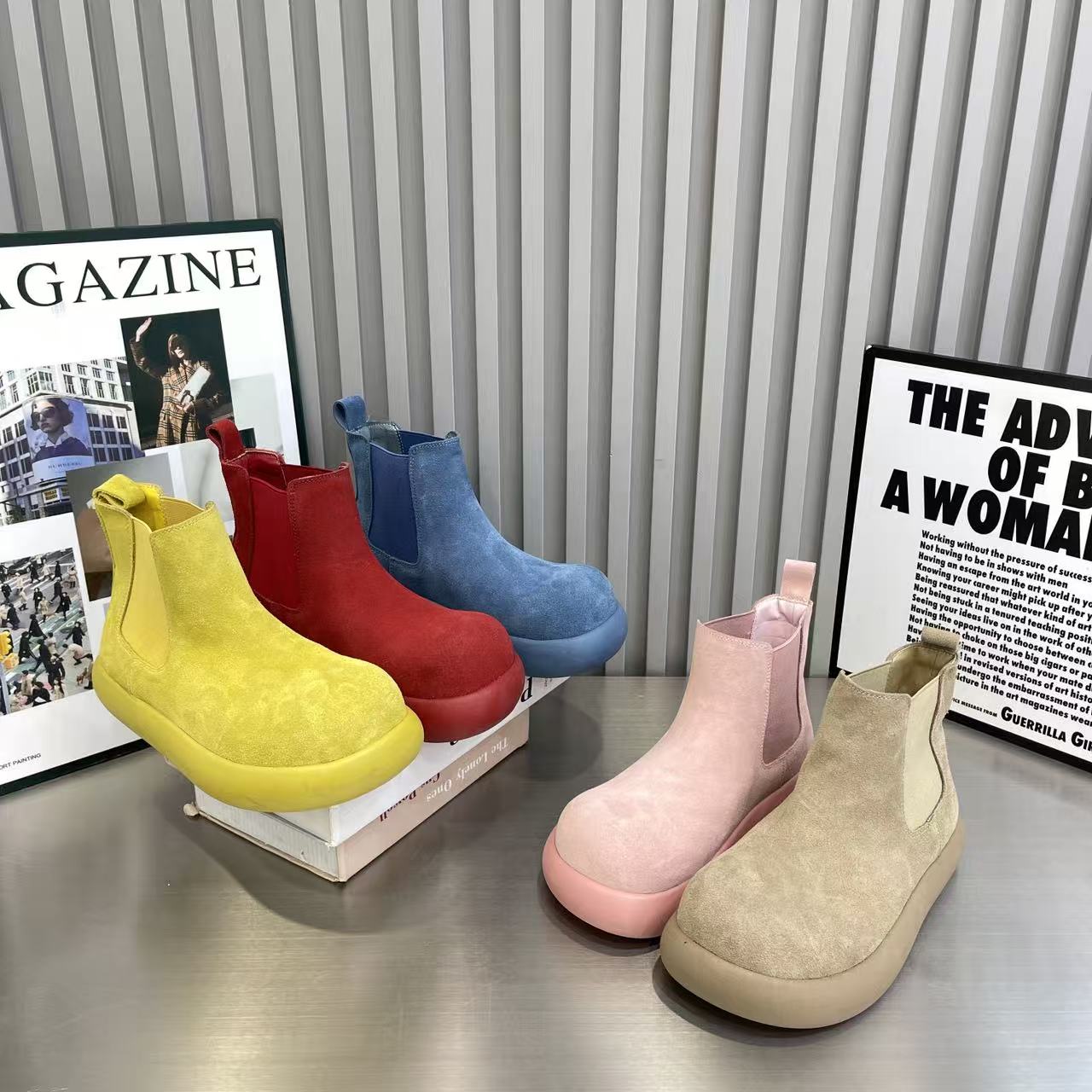 2026早春新款真皮糖果系厚底舒适洋气百搭切尔西短靴时尚一脚蹬潮