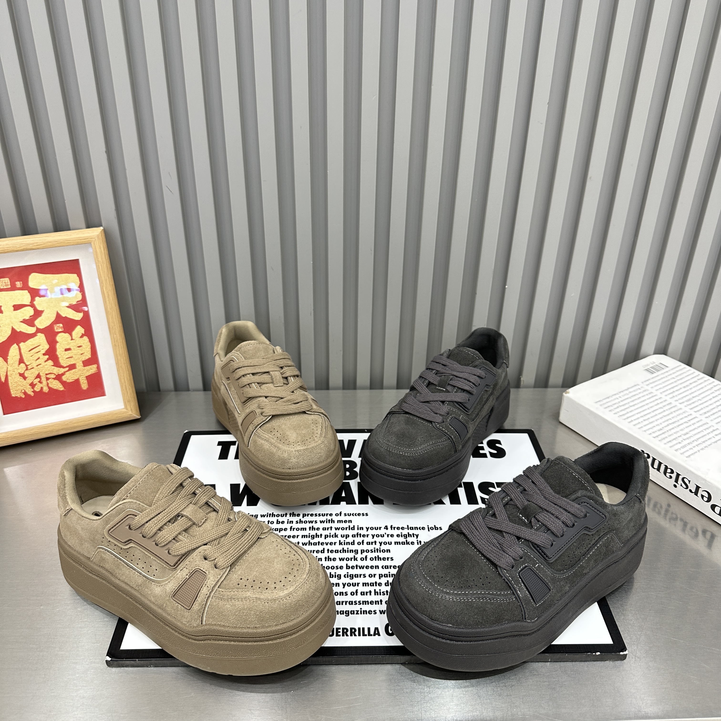 欧货潮品2026早春新款真皮厚底松糕鞋舒适洋气增高休闲运动鞋百搭