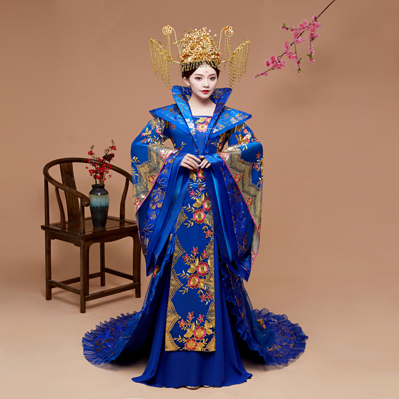 高档古装女汉服贵妃服装拖尾唐朝古代皇后公主宫廷