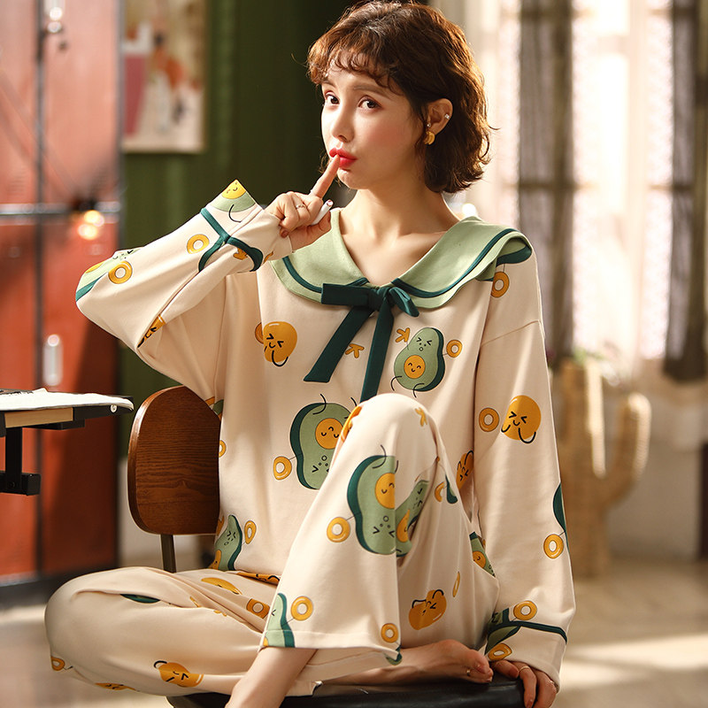 3睡衣女春秋夏季纯棉网红爆款2021年新款长袖全棉家居服套装