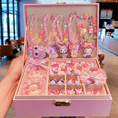 儿童项链手链礼盒套装 饰品女童公主小女孩戒指耳环首饰盒生日礼物