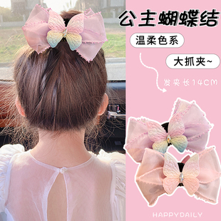 儿童公主蝴蝶结抓夹盘发头饰女童鲨鱼夹发夹高颜值后脑勺发卡新款