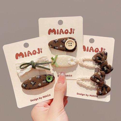 森系儿童发夹女孩侧边刘海碎发bb夹发饰女童宝宝布艺发卡夹子头饰