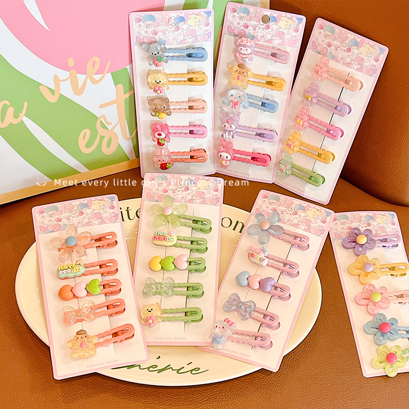 儿童可爱卡通花朵发夹宝宝bb夹发卡女童后脑勺碎发夹女孩刘海边夹