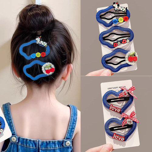 儿童发夹女童侧边刘海夹后脑勺碎发bb夹子小女孩爱心云朵发卡头饰