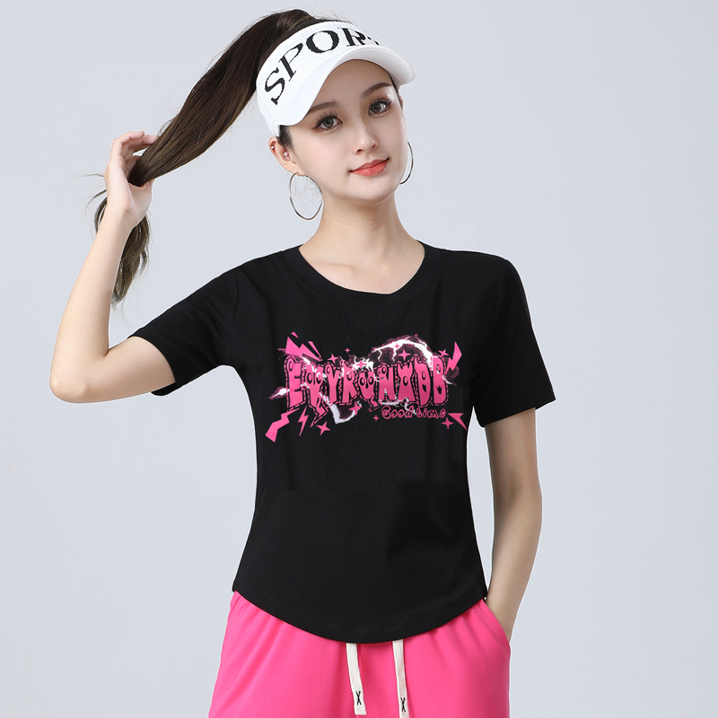 夏季跳舞上衣广场舞圆领短袖t恤健身操团体衣服中老年大妈舞蹈服
