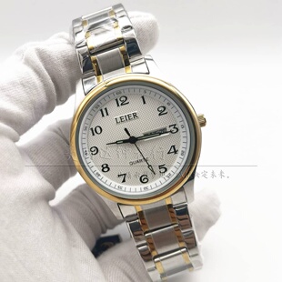 雷尔男女双日历全钢手表 原装2035机芯数字大表盘不锈钢防水腕表