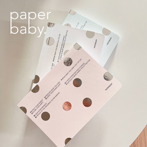 paperbaby 烫银波点极简风白色可平摊白纸内页手帐本