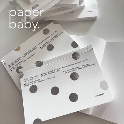 paperbaby 烫银波点极简风白色可平摊白纸内页手帐本