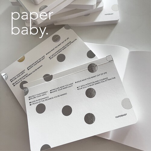 paperbaby 烫银波点极简风白色可平摊白纸内页手帐本