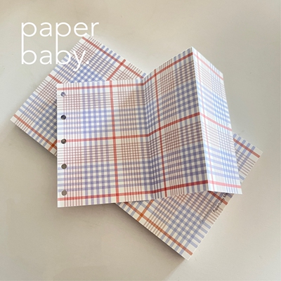 paperbaby 英伦格子复古A6p拍纸本内页 活页手帐便签