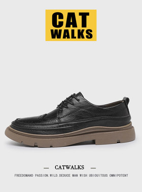 【复古硬朗】布洛克皮鞋男2026春季新款黑色英伦德比鞋新郎结婚鞋