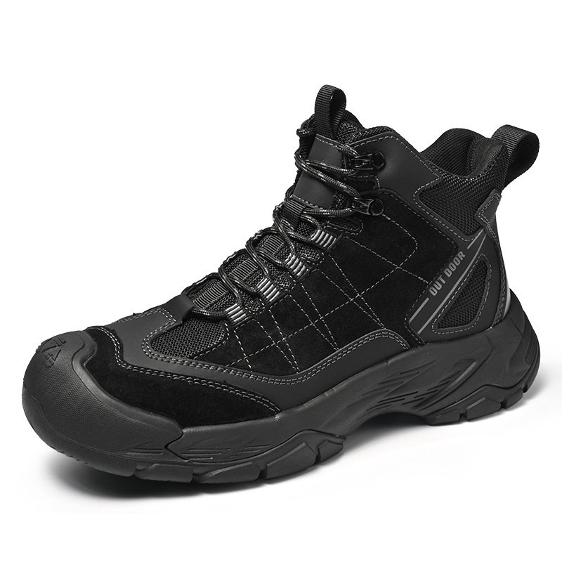 出口欧美大码男高端真皮中帮户外登山鞋防滑耐磨徒步鞋旅游工装鞋