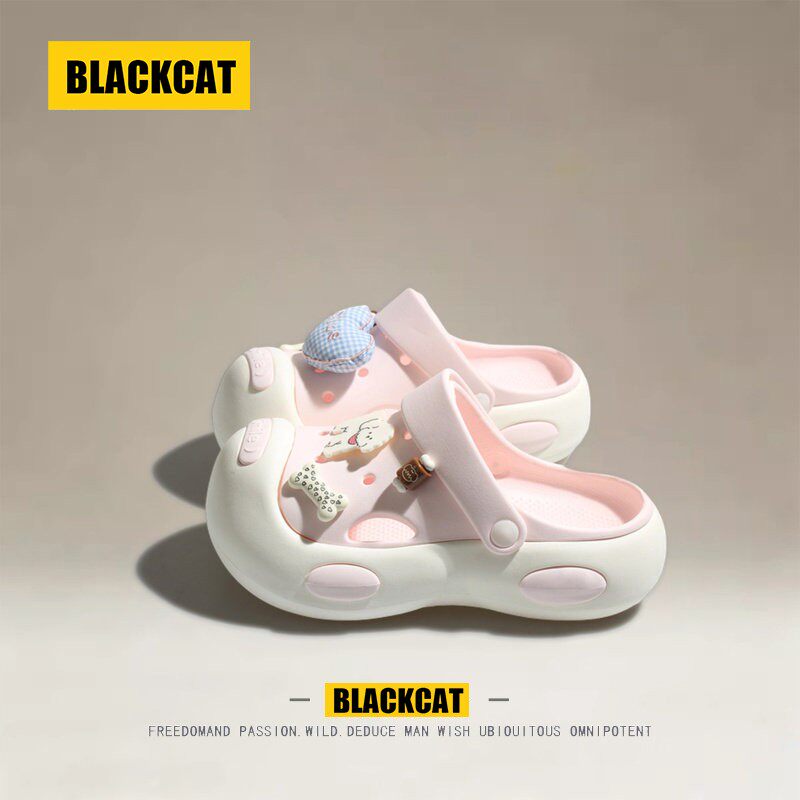 美国BLACKCAT洞洞鞋女款夏季外穿防滑凉拖鞋超舒服厚底高级感凉鞋