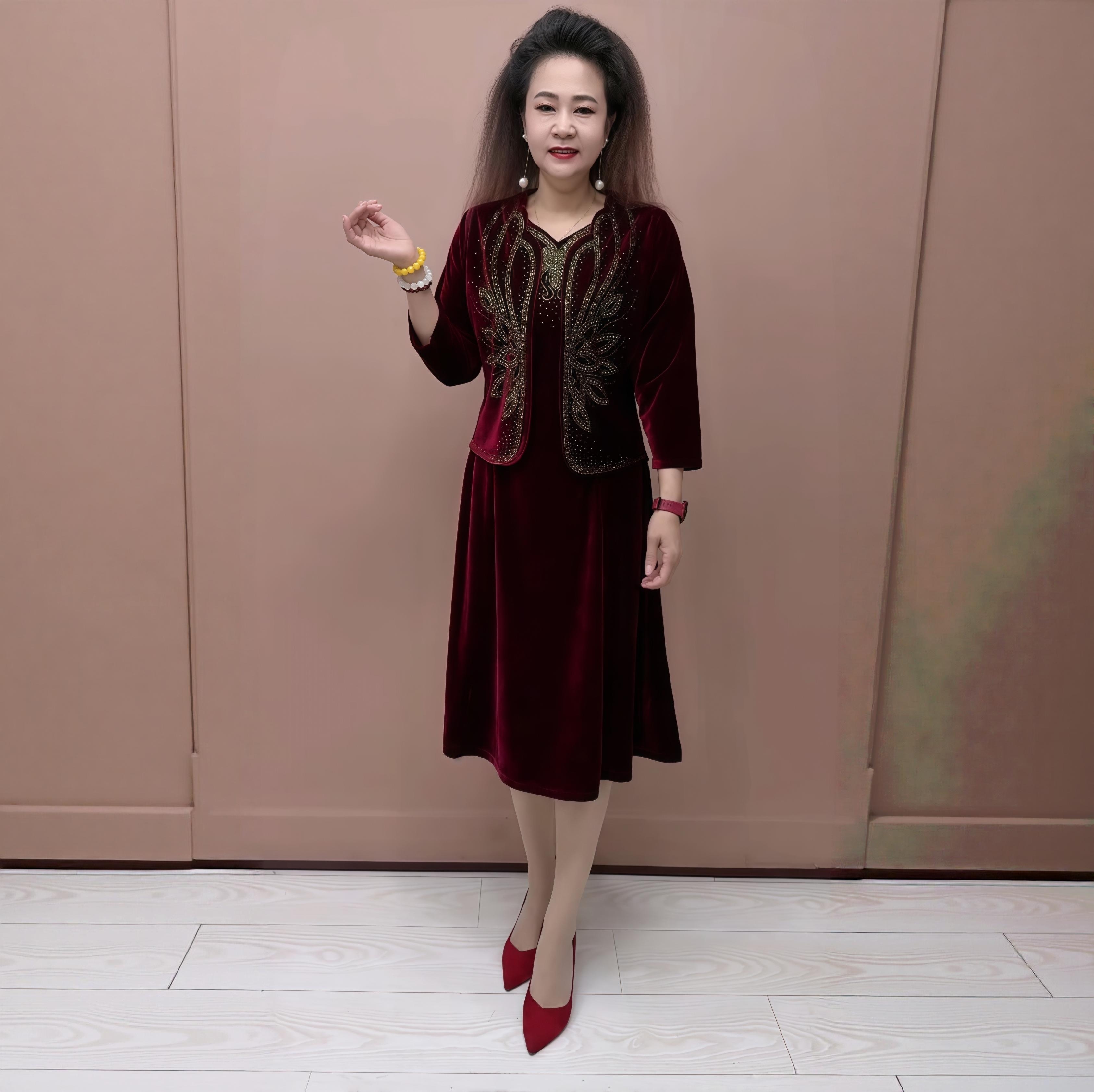 喜婆婆婚宴装高贵时尚连衣裙套装