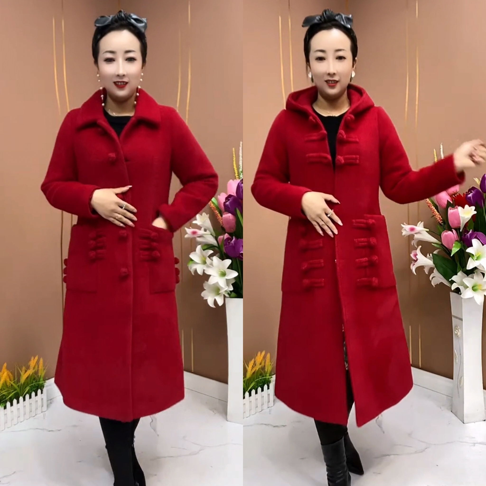 洋气妈妈装金貂绒外套女秋冬中长