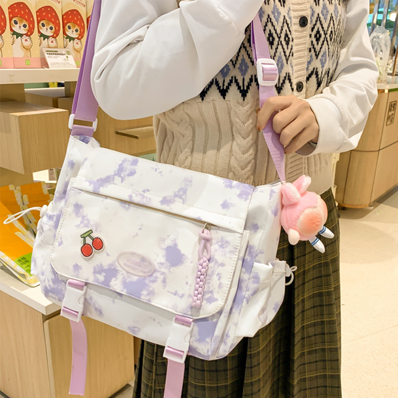 百搭单肩包女初中生可爱涂鸦小学生上课渲染轻便斜挎包女2025新款