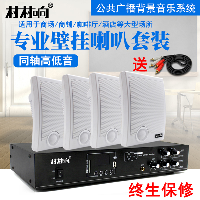 壁挂音箱带蓝牙喇叭定压小功放音响套装商用餐厅音乐家用公共广播