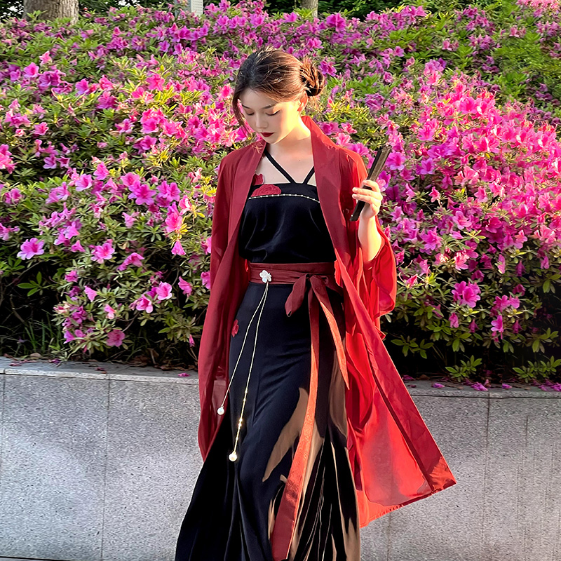 宋长干寺背心双色三裥裙日常春夏