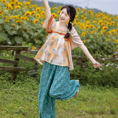 唐制背子灯笼裤人棉休闲宽松汉服