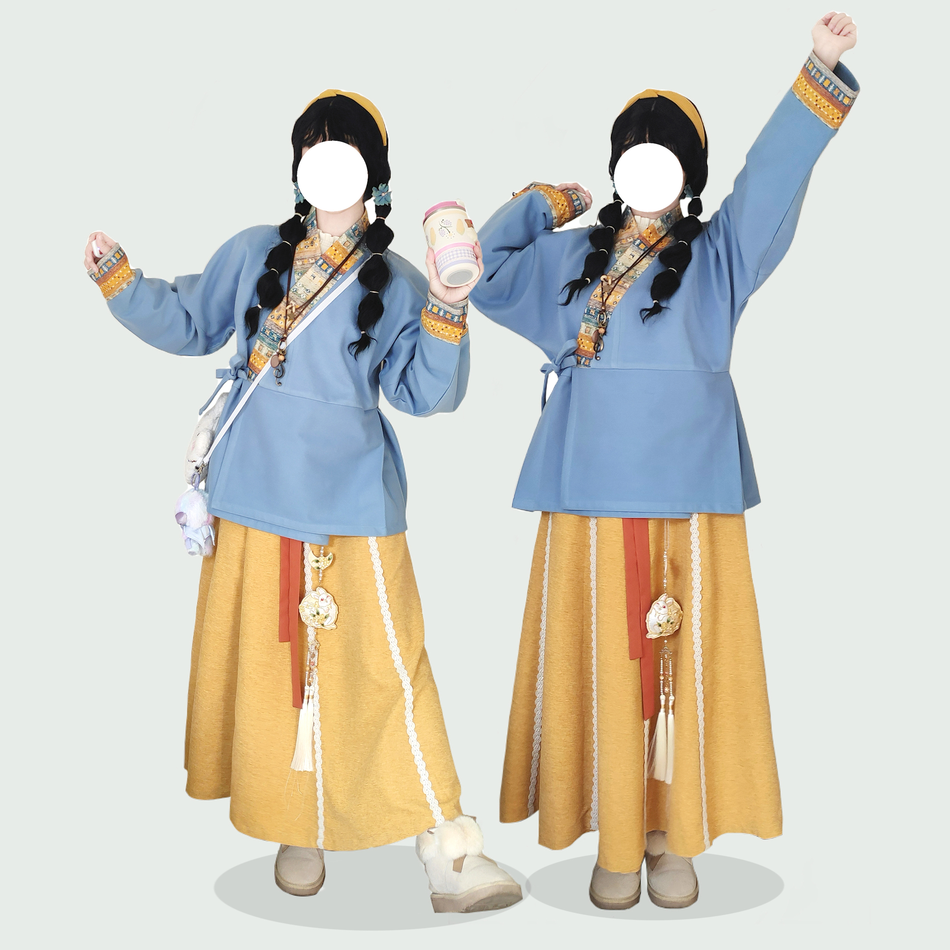 晋襦交窬裙民族撞色秋冬汉服