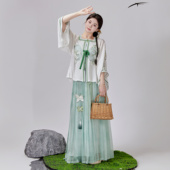 花朝记｜林中蝶｜刺绣蝴蝶镂空设计明制方领半袖 褶裙春夏汉服女装