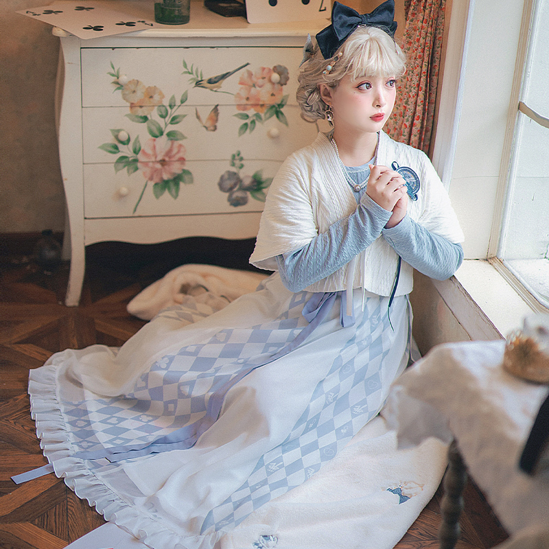 针织面料唐背子圆领衫破裙