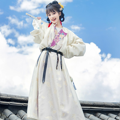 花朝记唐制汉服暗纹绣花圆领袍