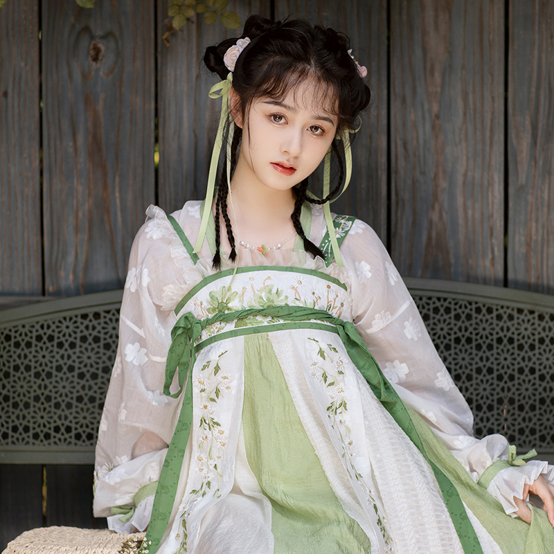 春夏日常汉服唐制对襟衫齐胸裙