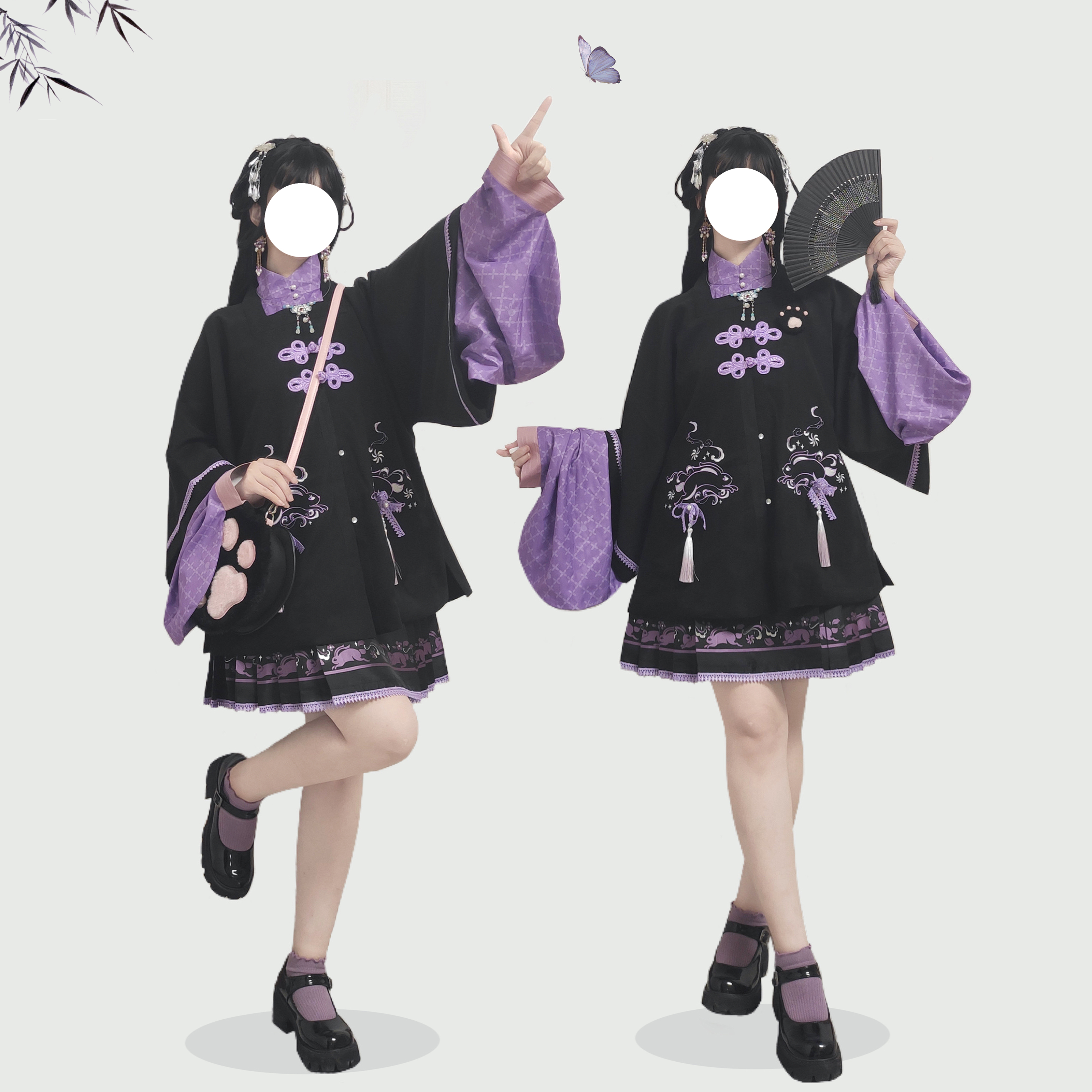 明制竖领半袖披袄短马面裙