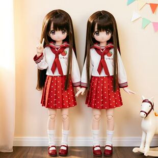 azone波点草莓水手服娃衣O.b.24/22/26六分日系校服