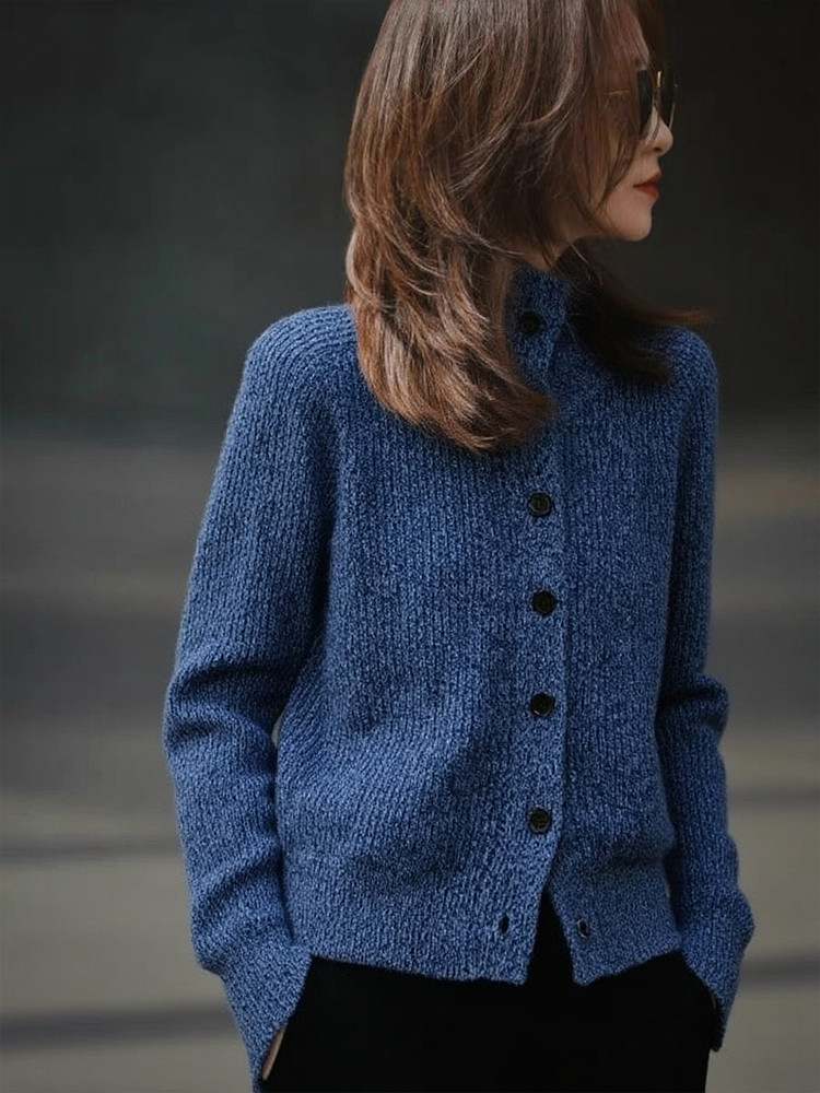 蓝色花纱高领毛衣女2025新款秋冬内搭可外穿高级感慵懒针织衫上衣,女装/女士精品,羊绒衫,淘宝优惠券,粉丝福利购,淘宝优惠卷