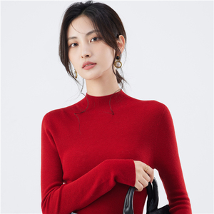 YISHAN140S精仿新奥全羊毛日本无缝一体18针针织打底衫上衣半高领