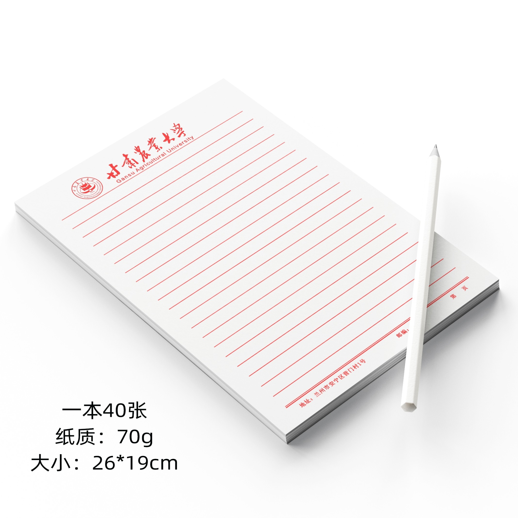 甘肃农业大学稿纸抬头信纸信笺横线作业纸草稿纸16开一本40张