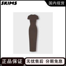 国现卡戴珊NEW VINTAGE Long DRESS开叉包臀连衣裙短袖长裙