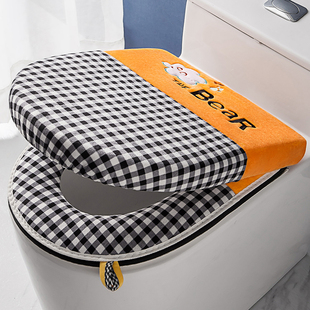 马桶垫坐垫双件套装毛绒家用四季通用厕所马桶坐便套垫圈两件套罩