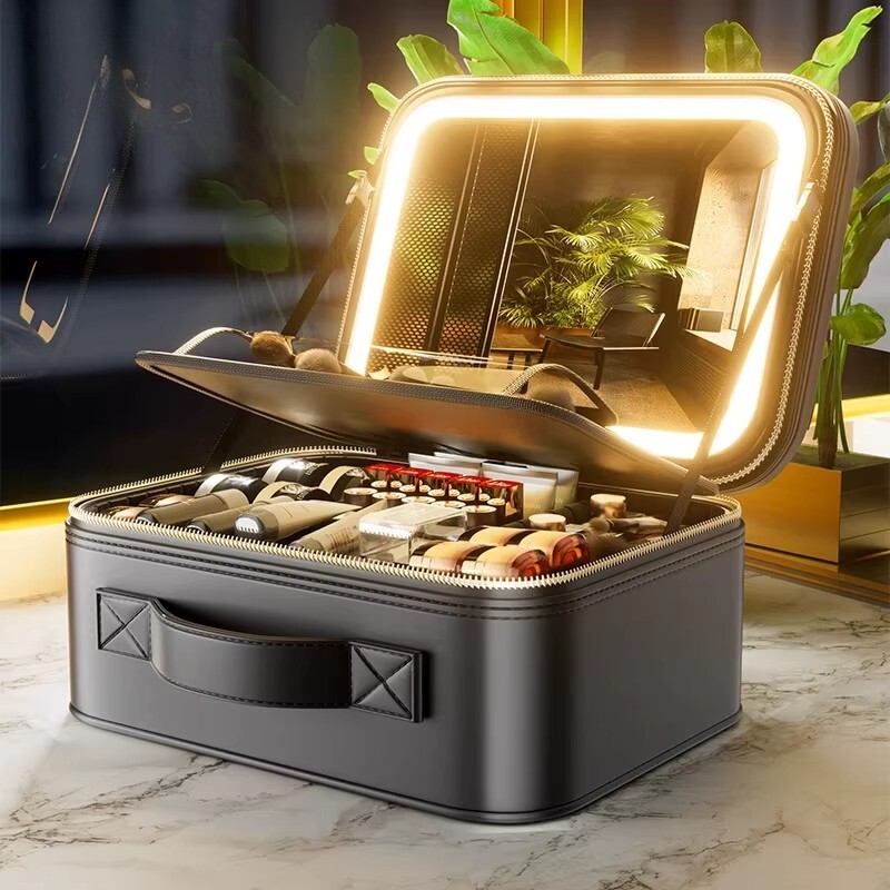 高级防水带镜化妆包女便携出门旅行大容量分区手提护肤化妆刷箱包,收纳整理,化妆包,淘宝优惠券,粉丝福利购,淘宝优惠卷