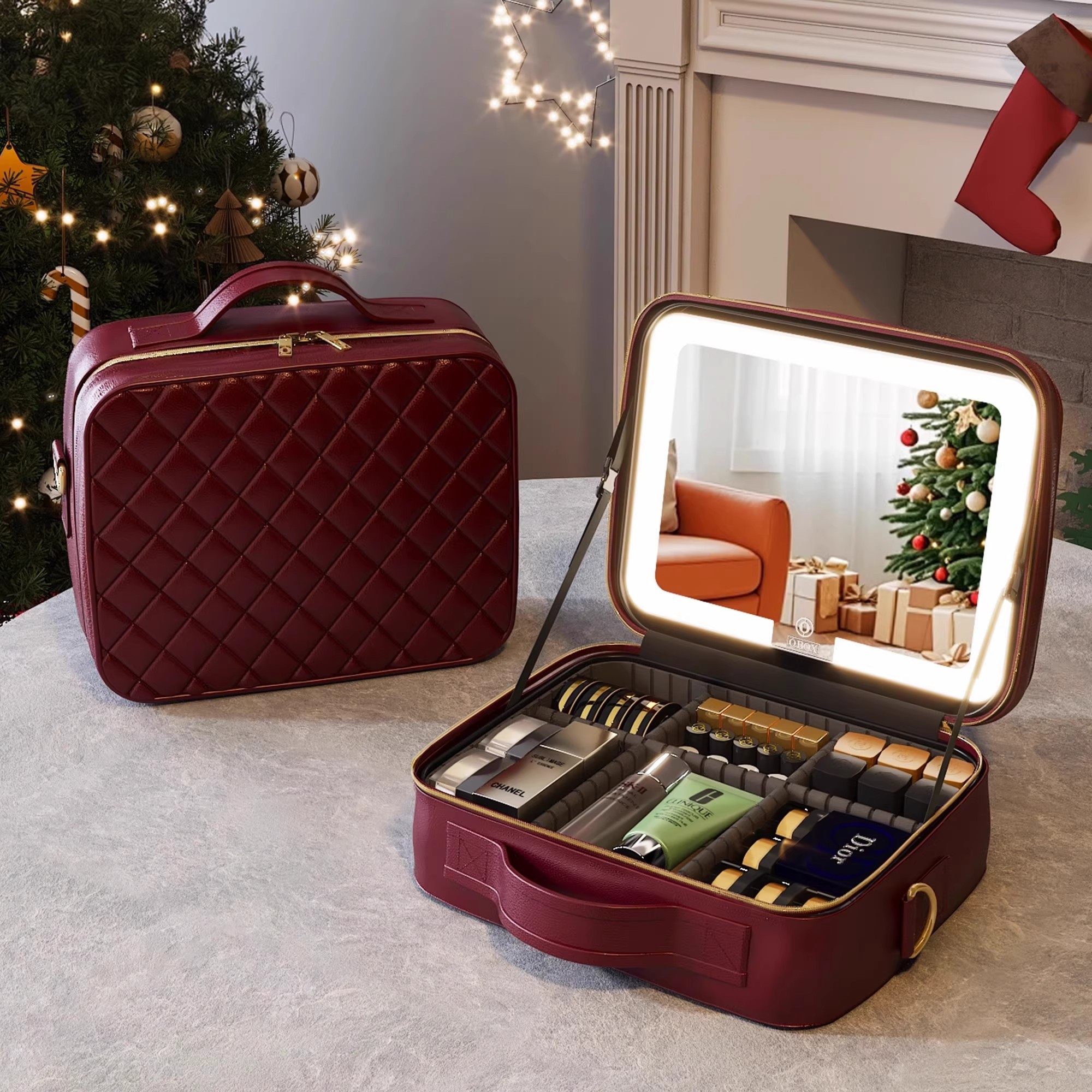 化妆包女2026新款高端带镜子化妆箱外出便携式分区旅行高级收纳盒,收纳整理,化妆包,淘宝优惠券,粉丝福利购,淘宝优惠卷