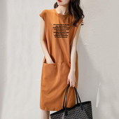 无袖 过膝包臀高腰显瘦连衣裙 孕妇中长款 背心T恤裙女2026夏装 新款