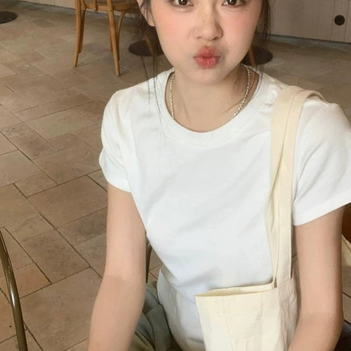 白色短袖T恤女夏新款显瘦短款