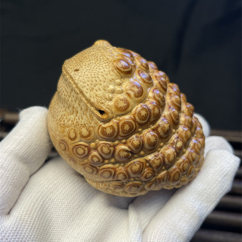 雅园竹根雕满钉名家杜伟老师精工悟道金蟾蟾蜍文玩手把件