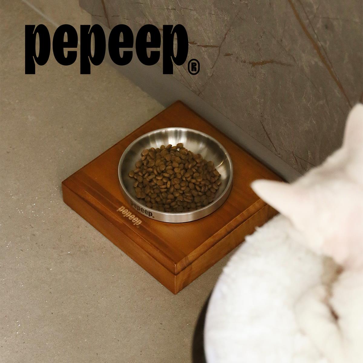 pepeep陶瓷碗猫狗通用宠物家俱时尚碗架矮脚猫幼猫小型犬友好碗架