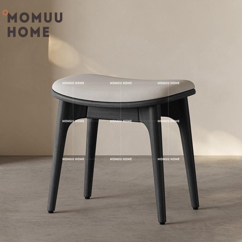 MOMUU意式实木小凳子家用简约无靠背餐椅女士卧室软包化妆马鞍凳