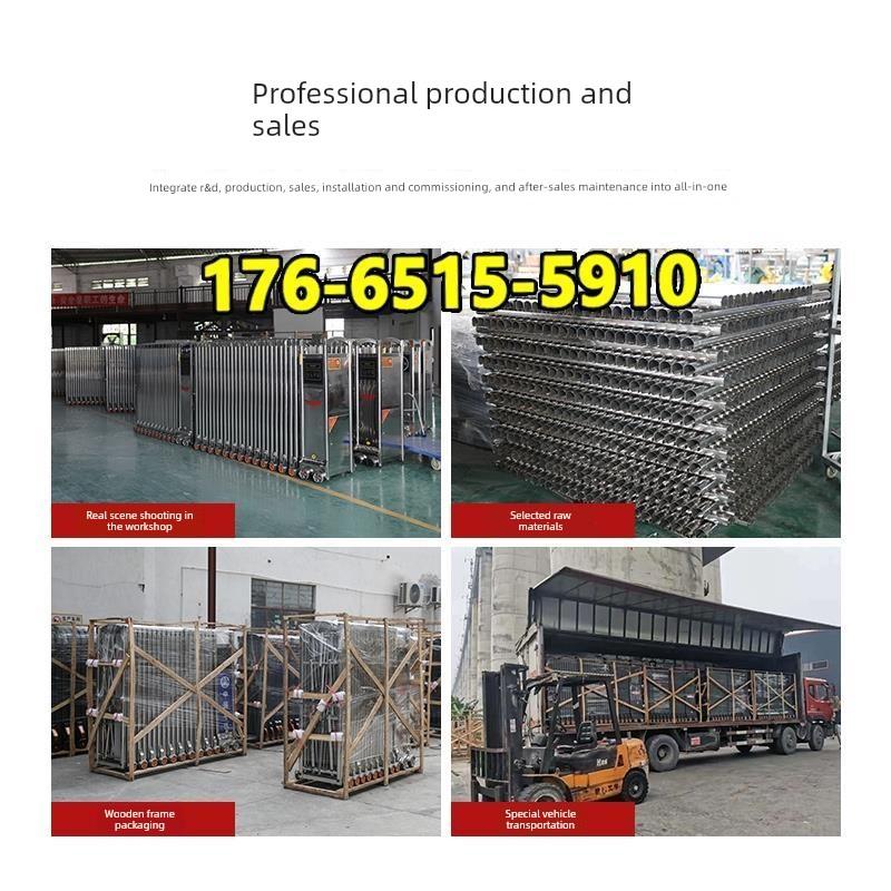 铝合金学校幼儿园抗风折叠推拉无轨自动门电动伸缩门遥控工厂门