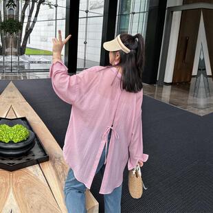 胖mm 女装 韩版 薄款 凉快冰丝长袖 2025新款 空调衫 大码 衬衫 200斤夏季