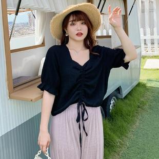 正肩上衣大码 胖mm 韩版 宽松甜辣显瘦夏装 2025新款 衬衫 女装 法式 新款