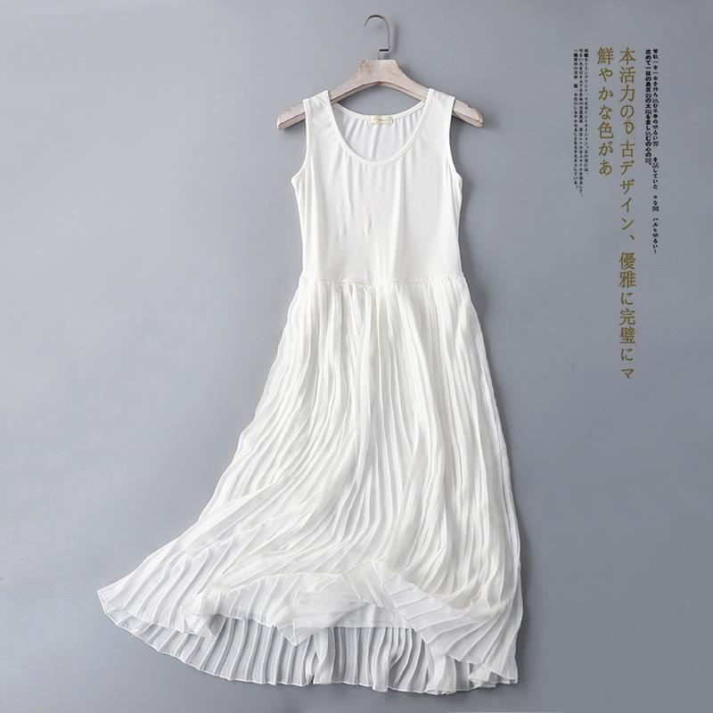 2025新款韩版白色连衣裙2025新款秋冬黑色背心吊带长裙内搭雪纺百