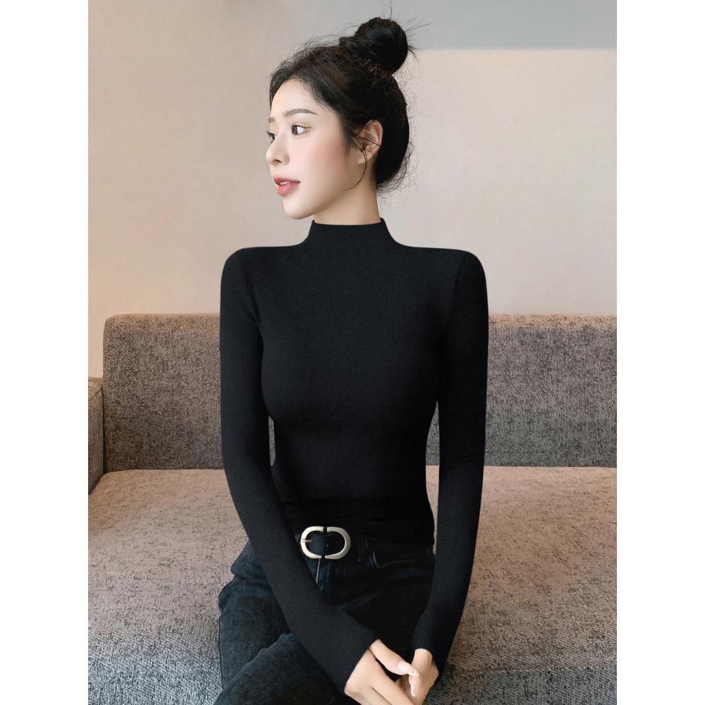 2025新款韩版半高领德绒打底衫女2025新款秋冬季加绒加厚内搭长袖